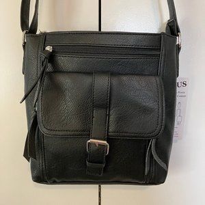 Bueno Black Purse Handbag with Phone Charger, Lots of pockets - NWT